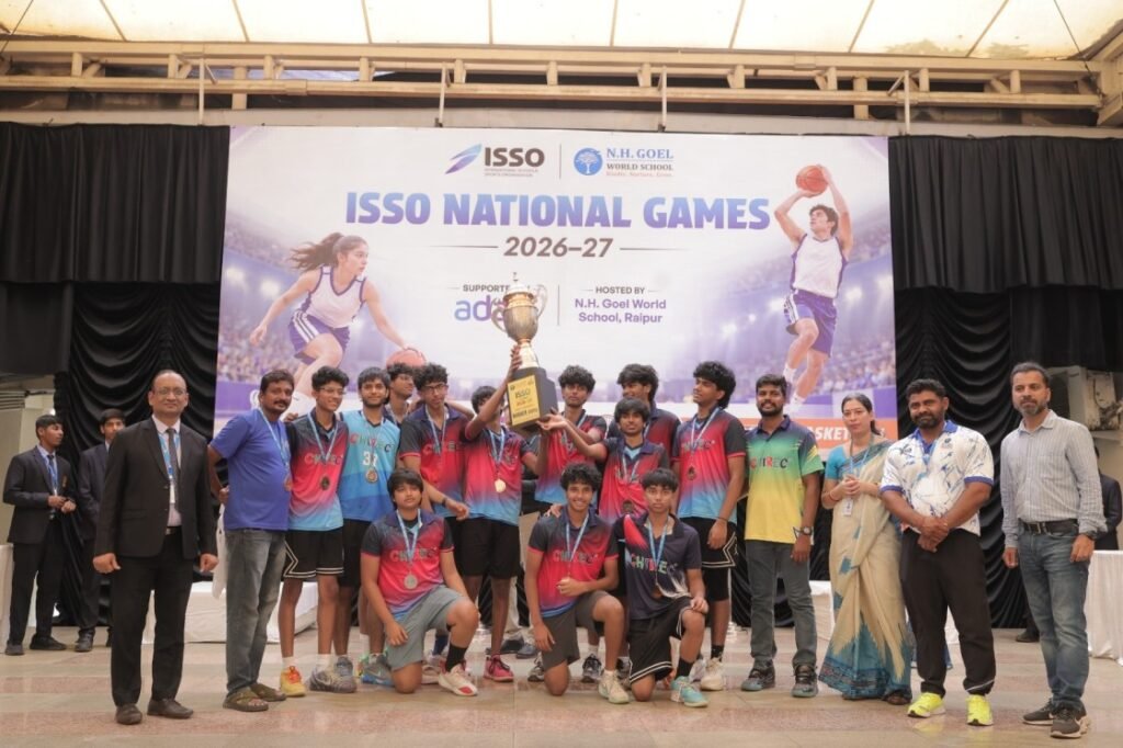 ISSO National Games 2026, National Basketball Championship, NH Goel World School, Raipur Sports News, Chhattisgarh Sports, Chirec International School, Yellow Train School, Under-17 Basketball, School Sports Competition, Basketball Tournament India